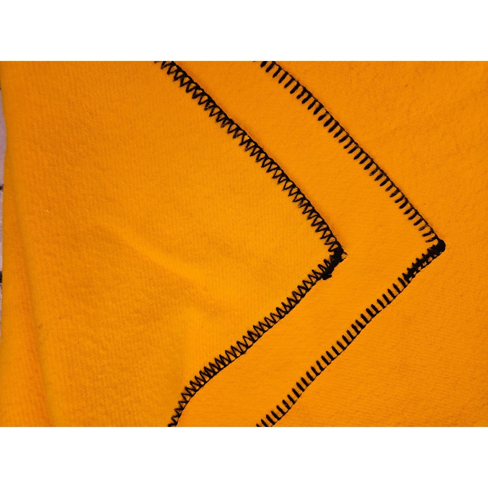 Vintage Faribo Fluff-Loomed Wool Blanket RARE Yellow Black Whipstitch 48x60 USA - Picture 3 of 5